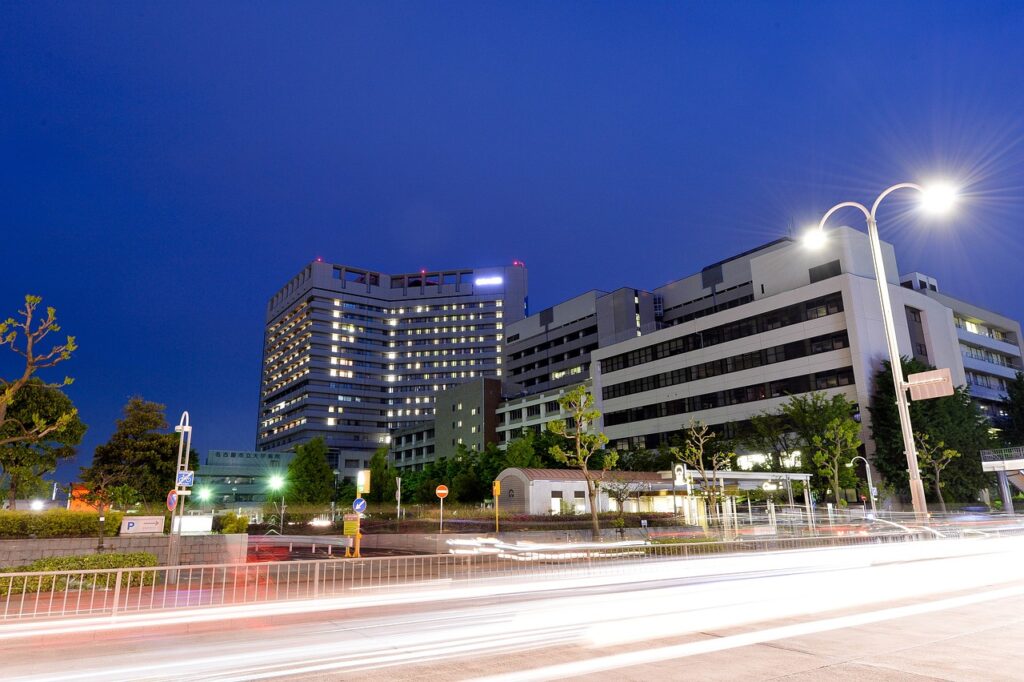 night view, night, hospital